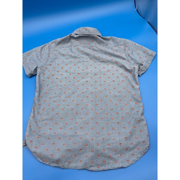 San Francisco Work Shirts Mens Button Up Short Sleeve Fox‎ Print Slim Fit - Picture 4 of 4